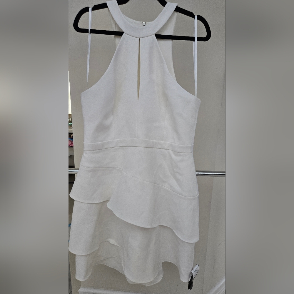 BCBG MAXAZARIA Halter Tiered Dress in White NEW